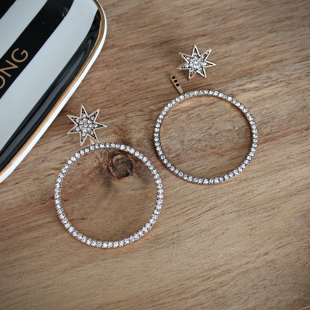 Star Rhinestone Hoop Earrings - Picture 4 of 5